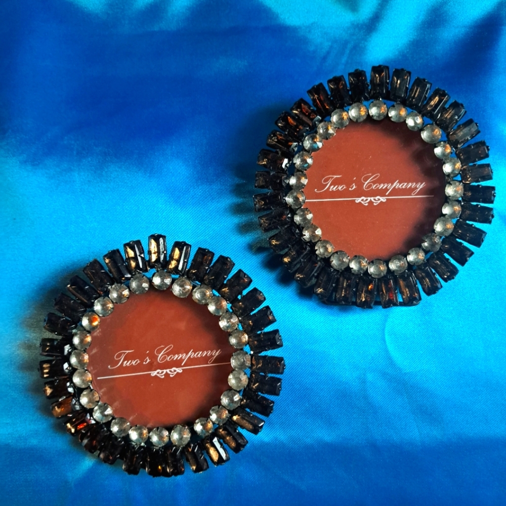 Bejeweled Jewel Glam Accent Posh Luxury Circle Mini Picture Frame Set